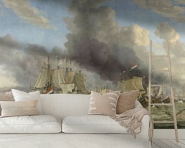 VOC Zeeslag schilderij: Slag bij Livorno, Reinier Nooms, 1653 - 1664