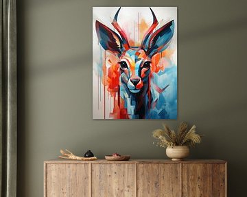 Geometric Grace - Portrait abstrait d'antilope sur Eva Lee