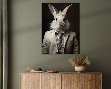 Distinguished Elegance - The Gentleman Rabbit Portrait van Eva Lee