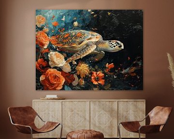 Sea Turtle Oasis - An Underwater Floral Paradise by Eva Lee
