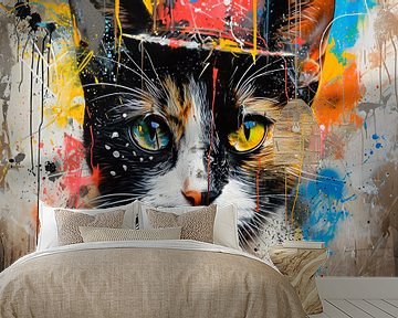 Graffiti schilderij, kat van BowiScapes