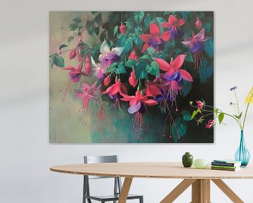 Blühende Fuchsie | Fuchsia Flower Painting von Blikvanger Schilderijen