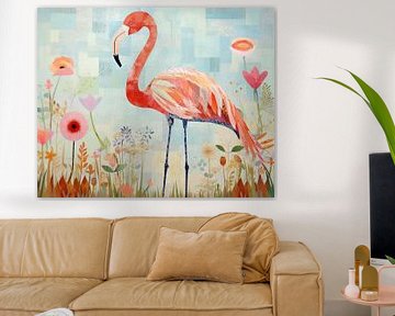 Flamingo Garden | Flamingo Pastel Art by Wonderful Art