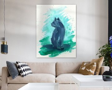 Chat dans le bleu sur Karen Kaspar