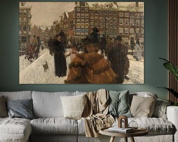 Peinture d'Amsterdam, Le pont Singel près de la Paleisstraat à Amsterdam