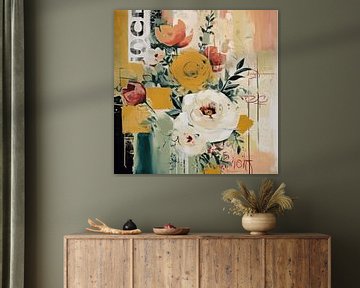 Digital art collage met bloemen van Studio Allee