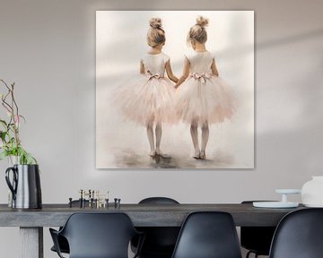 Twee ballerina's in roze tinten van Lauri Creates