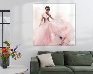 Ballerina in roze tutu van Lauri Creates