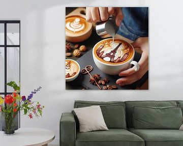 Cafe Latte Eiffeltoren van Digital Art Nederland