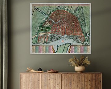 Amsterdam Oude kaart Plattegrond van Amsterdam  1725