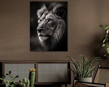 Lion en focus, noir blanc V3 sur drdigitaldesign