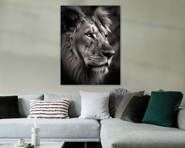 Löwe im Fokus, schwarz weiß V2 von drdigitaldesign