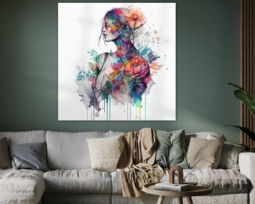 Aquarelle femme tropicale #9 sur Chromatic Fusion Studio