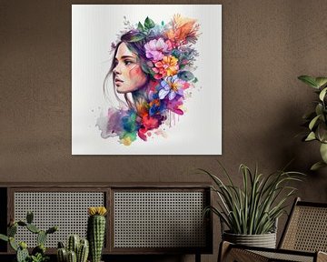 Watercolor Tropical Woman #12 by Chromatic Fusion Studio