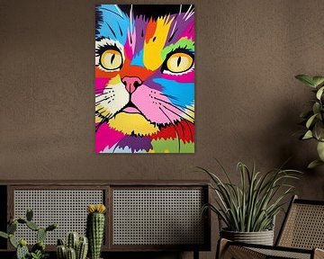 Kleurrijke Kattenblik van De Muurdecoratie