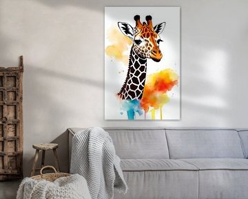 Giraffe colouring game by De Muurdecoratie