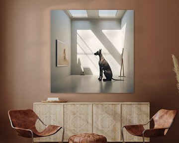 Deense Dog in de kunstgallerij. van Karina Brouwer