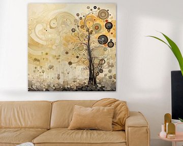 Gouden Boom van Abstract Schilderij