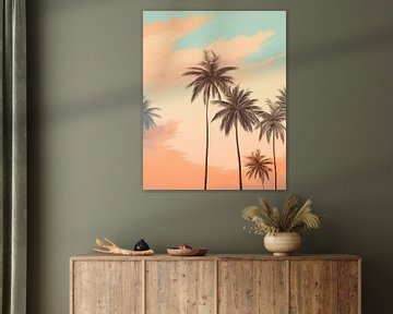 Soft Sky Palm Trees by Abstract Painting