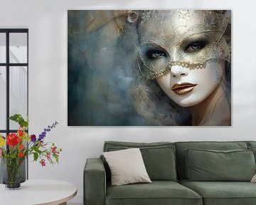 Jeu de visage superposé | Masque Portrait Gold sur Peintures accrocheuses