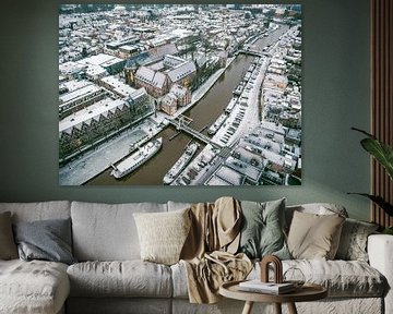 Die verschneite Throbeckegracht in Zwolle an einem kalten Wintermorgen von Sjoerd van der Wal Fotografie