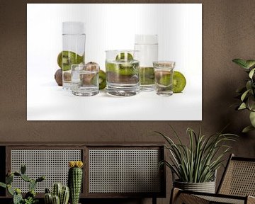 Still life with glass and kiwi's by Marianne van der Zee