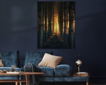 Romantisch licht in het bos van fernlichtsicht