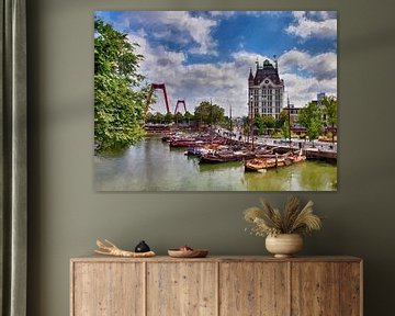 Oude haven Rotterdam digitaal geschilderd van Hille Bouma