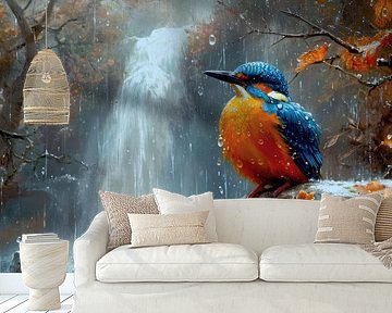 Kingfisher at the waterfall by Max Steinwald