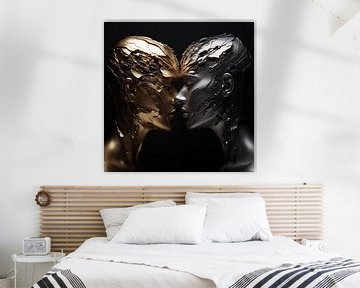 Man en vrouw goud-zilver de connectie van The Xclusive Art