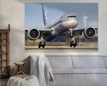 Atterrissage du Boeing 777 de Qatar sur le Polderbaan sur Dennis Janssen