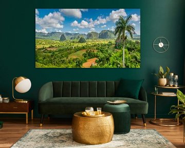 Panorama van de prachtige vallei van Viñales, Cuba van Christian Schmidt