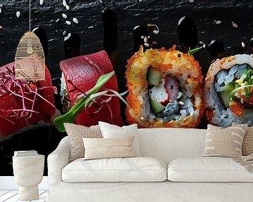 Sushi voedsel fotografie panorama van Digitale Schilderijen