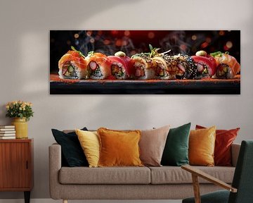 Sushi panorama voor aan de muur van Digitale Schilderijen