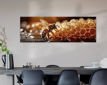Bij honing panorama de ultieme bijen foto van Digitale Schilderijen