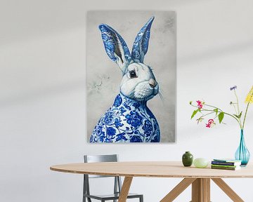 Kaninchen Porzellan Delfter Blau von But First Framing