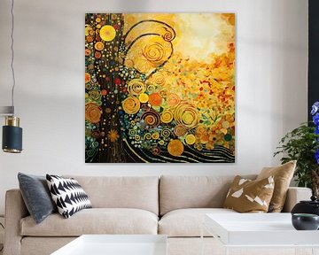 Herfstige Levensboom | Abstracte Herfst van Abstract Schilderij