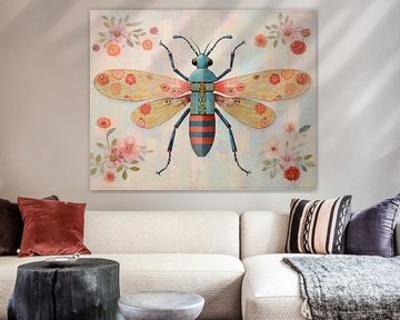 Dekorierte Libelle | Insekt Kunstwerk von Wunderbare Kunst