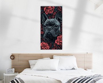 Bulldog with Roses by Wonderful Art