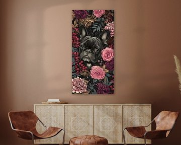 Flora Bulldogge | Bulldogge mit Blumendruck von Wunderbare Kunst