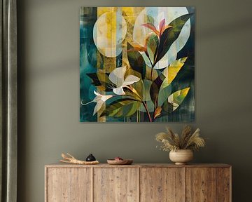 Colourful Abstract Flower Print by Vlindertuin Art