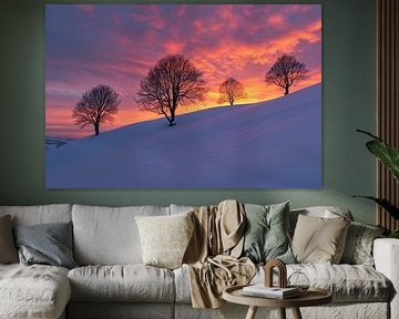 Sprookjesachtig landschap in de winter van fernlichtsicht