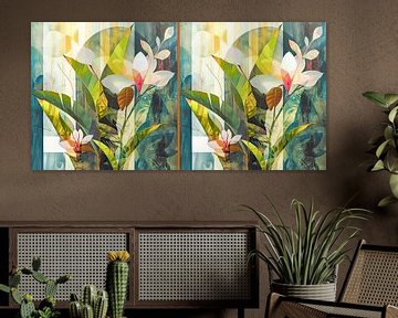 Collage Motif floral art moderne sur Vlindertuin Art