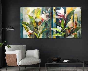 Collage mit Blumen moderne Kunst von Vlindertuin Art