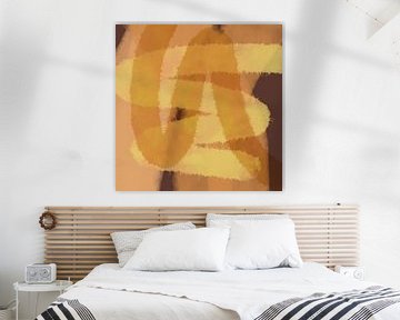 Abstract lines and shapes in yellow, ocher, brown by Dina Dankers