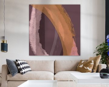 Lignes et formes abstraites en or, rose et violet sur Dina Dankers