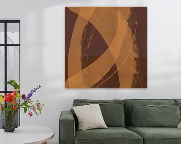 Abstract lines and shapes in gold and brown by Dina Dankers