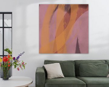 Abstract lines and shapes in lilac, ocher and brown by Dina Dankers