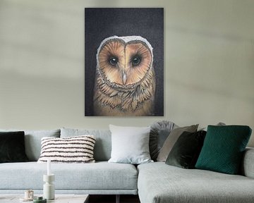 Uil in pastel van Sissi Waasdorp