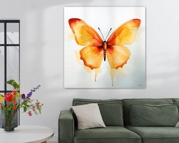 Schmetterling in gelben und roten Aquarelltönen. von Lauri Creates